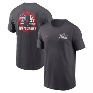 Men's Chicago Cubs Vs. Los Angeles Dodgers Matchup Anthracite 2025 Tokyo Series T-Shirt