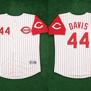 Men's Cincinnati Reds #44 Eric Davis White 1996 Home Stitched Baseball Jersey