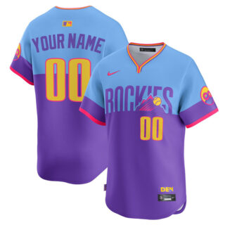 Men's Colorado Rockies ACTIVE PLAYER Custom Purple Light Blue 2025 City Connect Limited Stitched Baseball Jersey