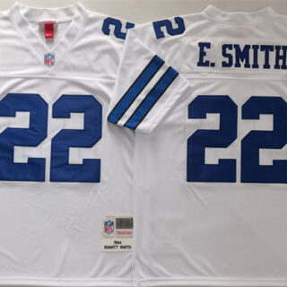 Men's Dallas Cowboys #22 Emmitt Smith White Throwback Stitched Football Jersey