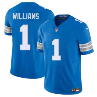 Youth Detroit Lions #1 Jameson Williams Blue 2025 F.U.S.E. Vapor Limited Stitched Jersey
