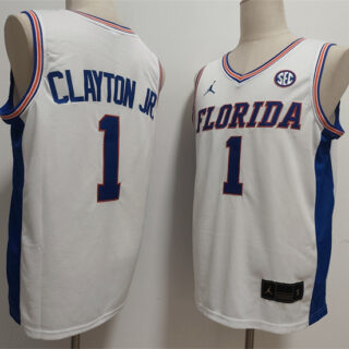 Men's Florida Gators #1 Walter Clayton Jr. White Stitched Basketball Jersey