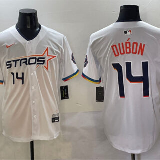 Men's Houston Astros #14 Mauricio Dubon White 2025 City Connect Limited Stitched Baseball Jersey