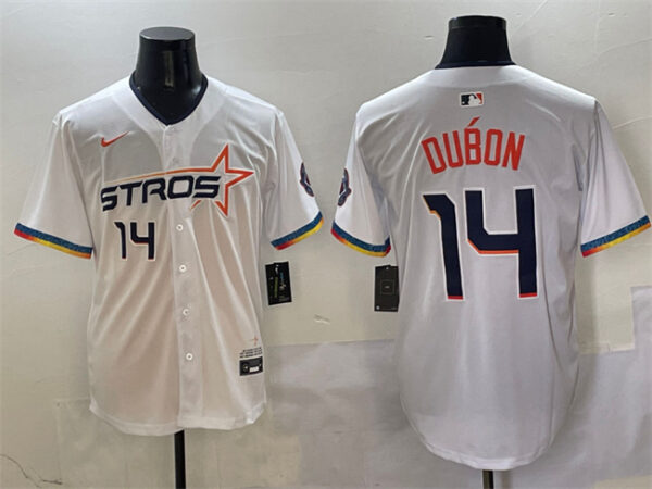 Men's Houston Astros #14 Mauricio Dubon White 2025 City Connect Limited Stitched Baseball Jersey