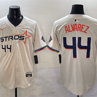 Men's Houston Astros #44 Yordan Alvarez Cream 2025 City Connect With Texas Patch Limited Stitched Baseball Jersey