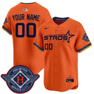 Men's Houston Astros Active Player Custom Orange 2025 City Connect Limited Stitched Baseball Jersey