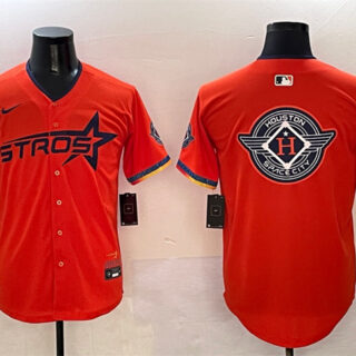 Men's Houston Astros Team Big Logo Orange 2025 City Connect With Texas Patch Limited Stitched Baseball Jerseys