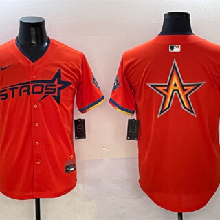 Men's Houston Astros Team Big Logo Orange 2025 City Connect With Texas Patch Limited Stitched Baseball Jerseys