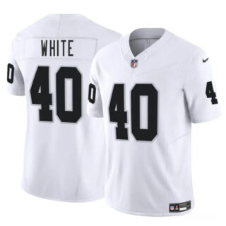 Men's Las Vegas Raiders #40 Devin White White 2025 F.U.S.E. Vapor Stitched Football Jersey