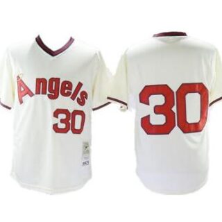 Men's Los Angeles Angels #30 Nolan Ryan Cream Throwback Stitched Baseball Jersey