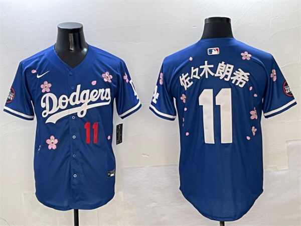 Men's Los Angeles Dodgers #11 Roki Sasaki Royal 2025 Tokyo Series Limited Stitched Baseball Jersey