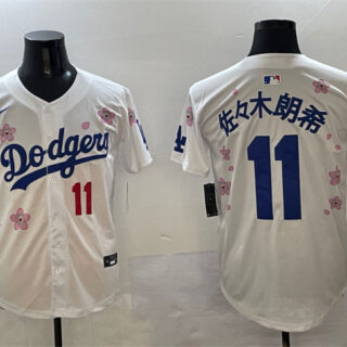 Men's Los Angeles Dodgers #11 Roki Sasaki White 2025 Tokyo Series Limited Stitched Baseball Jersey