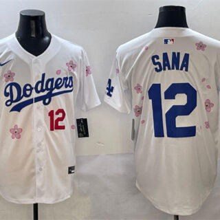 Men's Los Angeles Dodgers #12 Sana White 2025 Tokyo Series Limited Stitched Baseball Jersey