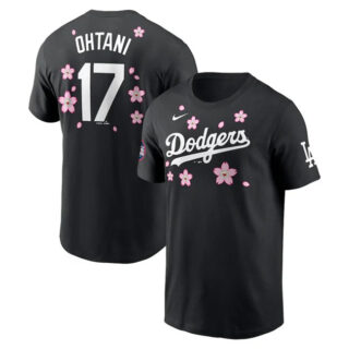 Men's Los Angeles Dodgers #17 Shohei Ohtani Black 2025 Tokyo Series Name & Number T-Shirt