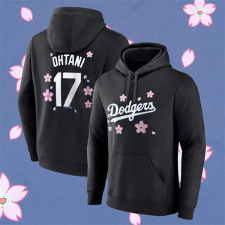 Men's Los Angeles Dodgers #17 Shohei Ohtani Black 2025 Tokyo Series Pullover Hoodie
