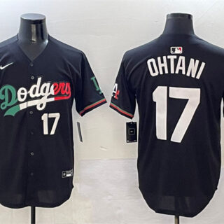Men's Los Angeles Dodgers #17 Shohei Ohtani Black Mexico Flag Limited Stitched Baseball Jersey