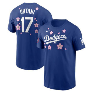 Men's Los Angeles Dodgers #17 Shohei Ohtani Royal 2025 Tokyo Series Name & Number T-Shirt
