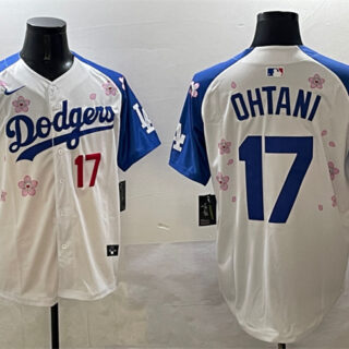 Men's Los Angeles Dodgers #17 Shohei Ohtani White Royal 2025 Tokyo Series Limited Stitched Baseball Jersey