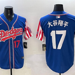 Men's Los Angeles Dodgers #17 Shohei Ohtani Royal Limited Stitched Baseball Jersey