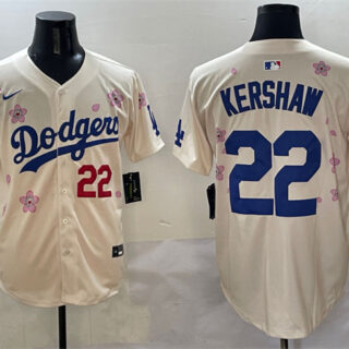 Men's Los Angeles Dodgers #22 Clayton Kershaw Cream 2025 Tokyo Series Limited Stitched Baseball Jersey