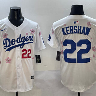 Men's Los Angeles Dodgers #22 Clayton Kershaw White 2025 Tokyo Series Limited Stitched Baseball Jersey