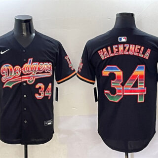 Men's Los Angeles Dodgers #34 Fernando Valenzuela Black Mexico Limited Stitched Baseball Jersey