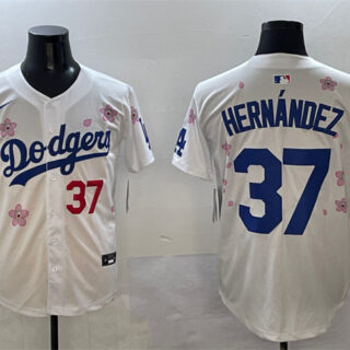 Men's Los Angeles Dodgers #37 Teoscar Hernandez White 2025 Tokyo Series Limited Stitched Baseball Jersey