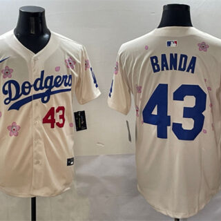 Men's Los Angeles Dodgers #43 Anthony Banda Cream 2025 Tokyo Series Limited Stitched Baseball Jersey