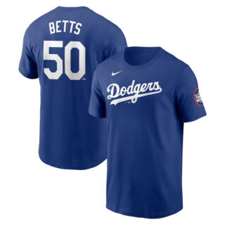 Men's Los Angeles Dodgers #50 Mookie Betts Royal 2025 Tokyo Series Name & Number T-Shirt