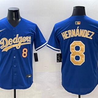Men's Los Angeles Dodgers #8 Enrique Hernandez Royal 2025 Gold Collection Limited Stitched Baseball Jersey