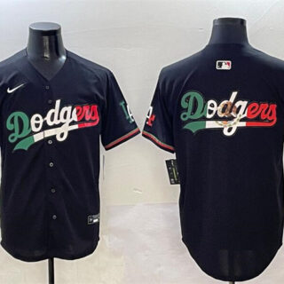 Men's Los Angeles Dodgers Team Big Logo Black Mexico Flag Limited Stitched Baseball Jersey