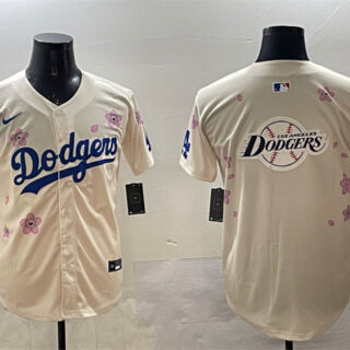Men's Los Angeles Dodgers Team Big Logo Cream 2025 Tokyo Series Limited Stitched Baseball Jersey