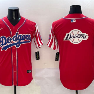 Men's Los Angeles Dodgers Team Big Logo Red Limited Stitched Baseball Jersey 002