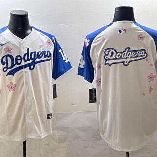 Men's Los Angeles Dodgers Team Big Logo White Royal 2025 Tokyo Series Limited Stitched Baseball Jerseys
