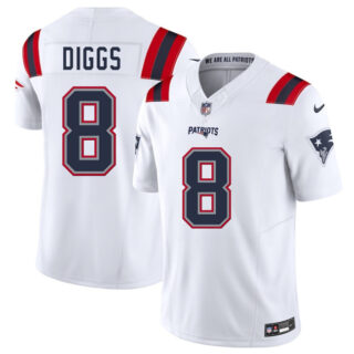 Men's New England Patriots #8 Stefon Diggs White 2025 F.U.S.E. Vapor Limited Stitched Football Jersey