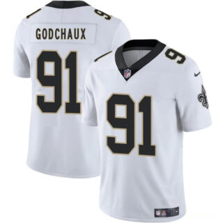 Men's New Orleans Saints #91 Davon Godchaux White 2025 Vapor Limited Stitched Football Jersey