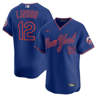 Men's New York Mets #12 Francisco Lindor Royal 2025 Alternate Limited Stitched Baseball Jersey
