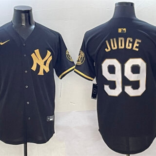 Men's New York Yankees #99 Aaron Judge Black Gold With Patch Limited Stitched Baseball Jersey