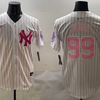Men's New York Yankees #99 Aaron Judge Pink With Patch Limited Stitched Baseball Jersey