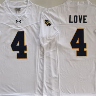 Men's Notre Dame Fighting Irish #4 Jeremiyah Love White 2024 F.U.S.E. Limited Stitched Jersey