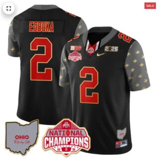 Men's Ohio State Buckeyes 2024 National Champions Limited Gold Jersey N1 Black Emeka Egbuka 2