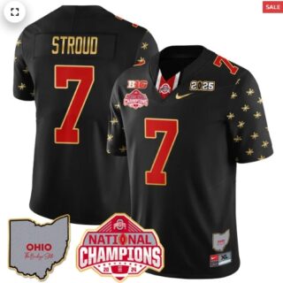 Men's Ohio State Buckeyes 2024 National Champions Limited Gold Jersey N1 Black Limited C J Stroud 7