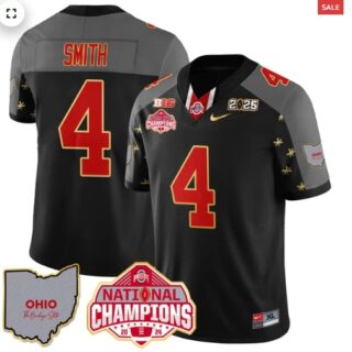 Men's Ohio State Buckeyes 2024 National Champions Limited Gold Jersey N1 Black Special Jeremiah Smith 4