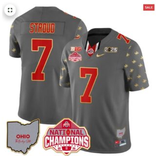 Men's Ohio State Buckeyes 2024 National Champions Limited Gold Jersey N1 C J Stroud 7