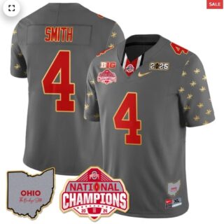 Men's Ohio State Buckeyes 2024 National Champions Limited Gold Jersey N1 Jeremiah Smith 4