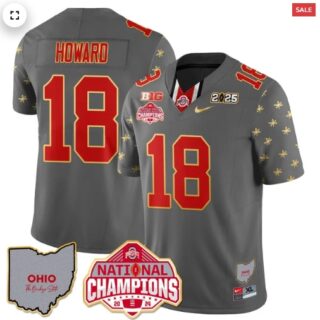 Men's Ohio State Buckeyes 2024 National Champions Limited Gold Jersey N1 Will Howard 18