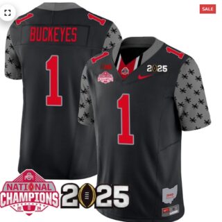 Men's Ohio State Buckeyes 2024 National Champions Limited Jersey N2 Black #1 Buckeyes