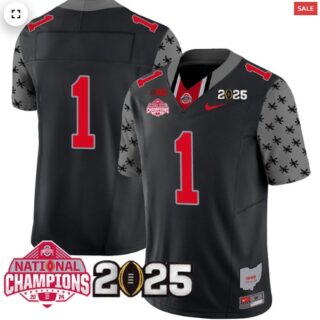Men's Ohio State Buckeyes 2024 National Champions Limited Jersey N2 Black #1 Team