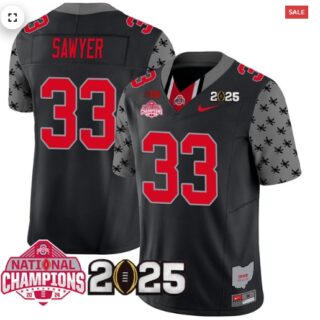 Men's Ohio State Buckeyes 2024 National Champions Limited Jersey N2 Black Jack Sawyer 33