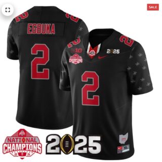 Men's Ohio State Buckeyes 2024 National Champions Limited Jersey N2 Black Limited Emeka Egbuka 2